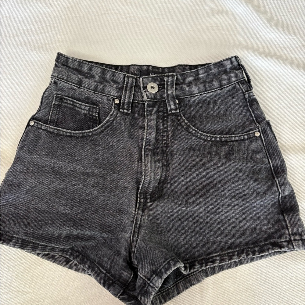 Cotton On Black Jean Shorts High-Waisted Distressed